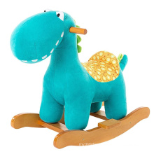 Wooden Rocking Horse Plush Rocking Horse Rocker Animal Ride Child Rocking Toy Dragon Rocker for Baby Kid 1-3 Years